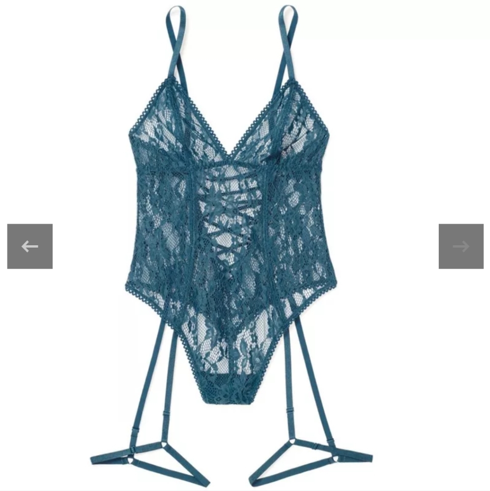 Teal Lace Bodysuit with Straps